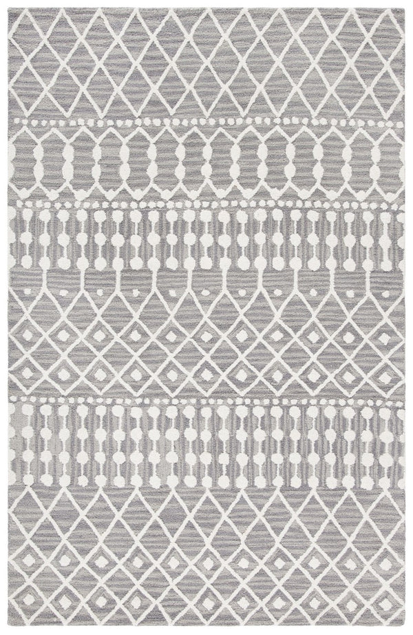 Aspen Blossom 115 Hand Tufted 100% Wool Pile Bohemian Rug Grey / Ivory 100% Wool Pile BLM115F-9
