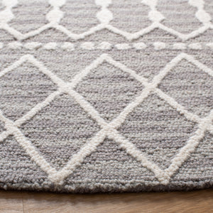Aspen Blossom 115 Hand Tufted 100% Wool Pile Bohemian Rug Grey / Ivory 100% Wool Pile BLM115F-6R