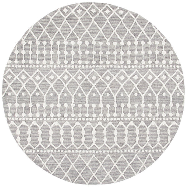 Aspen Blossom 115 Hand Tufted 100% Wool Pile Bohemian Rug Grey / Ivory 100% Wool Pile BLM115F-9