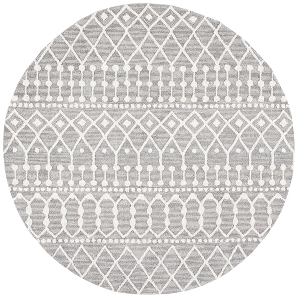 Aspen Blossom 115 Hand Tufted 100% Wool Pile Bohemian Rug Grey / Ivory 100% Wool Pile BLM115F-6R