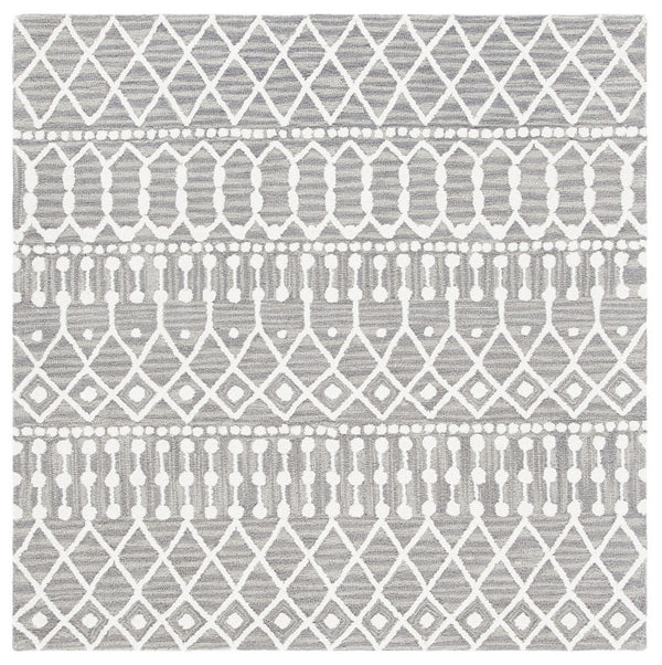 Aspen Blossom 115 Hand Tufted 100% Wool Pile Bohemian Rug Grey / Ivory 100% Wool Pile BLM115F-9