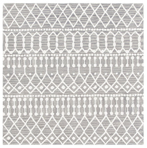 Aspen Blossom 115 Hand Tufted 100% Wool Pile Bohemian Rug Grey / Ivory 100% Wool Pile BLM115F-6SQ