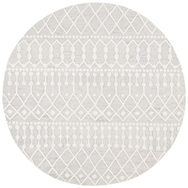 Aspen Blossom 115 Hand Tufted 100% Wool Pile Bohemian Rug Silver / Ivory 100% Wool Pile BLM115G-6R