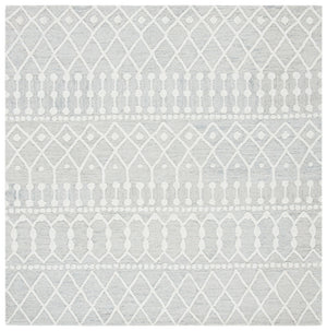 Aspen Blossom 115 Hand Tufted 100% Wool Pile Bohemian Rug Silver / Ivory 100% Wool Pile BLM115G-6SQ