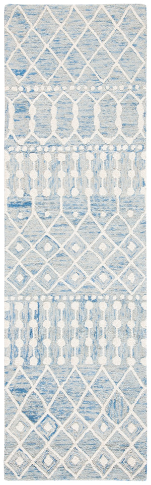 Aspen Blossom 115 Hand Tufted 100% Wool Pile Bohemian Rug Blue / Ivory 100% Wool Pile BLM115M-28