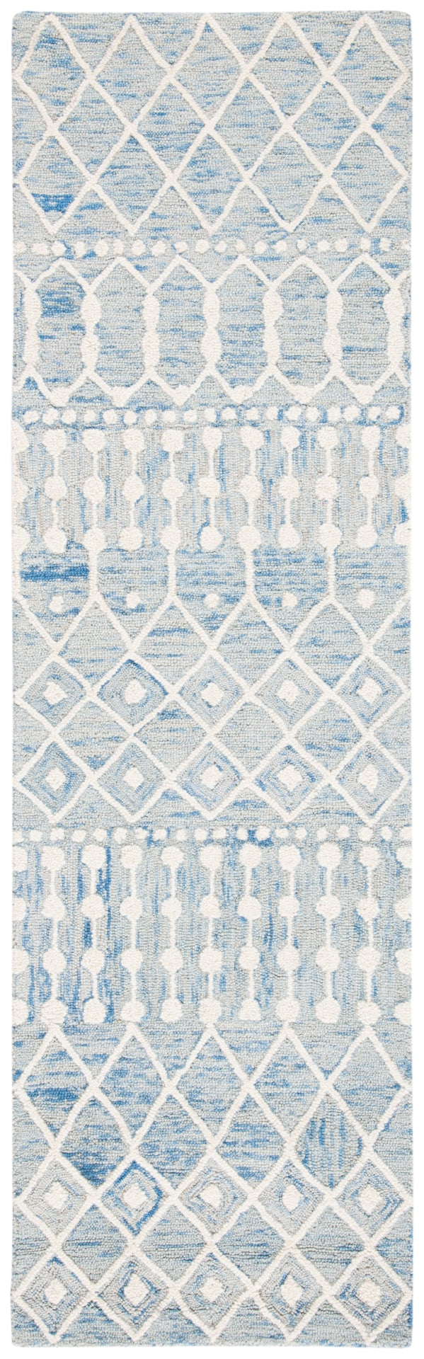 Aspen Blossom 115 Hand Tufted 100% Wool Pile Bohemian Rug Blue / Ivory 100% Wool Pile BLM115M-28