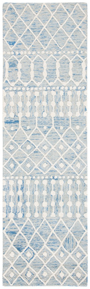 Aspen Blossom 115 Hand Tufted 100% Wool Pile Bohemian Rug Blue / Ivory 100% Wool Pile BLM115M-9