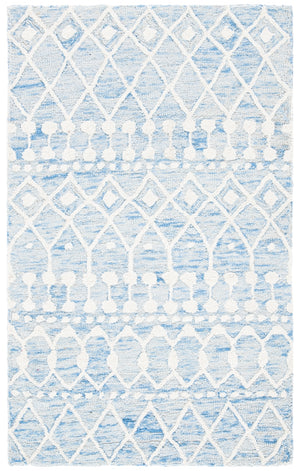 Aspen Blossom 115 Hand Tufted 100% Wool Pile Bohemian Rug Blue / Ivory 100% Wool Pile BLM115M-3