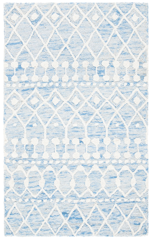 Aspen Blossom 115 Hand Tufted 100% Wool Pile Bohemian Rug Blue / Ivory 100% Wool Pile BLM115M-3
