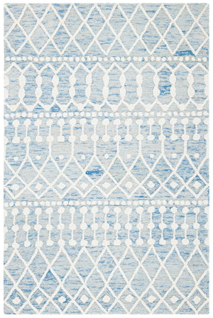 Aspen Blossom 115 Hand Tufted 100% Wool Pile Bohemian Rug Blue / Ivory 100% Wool Pile BLM115M-4