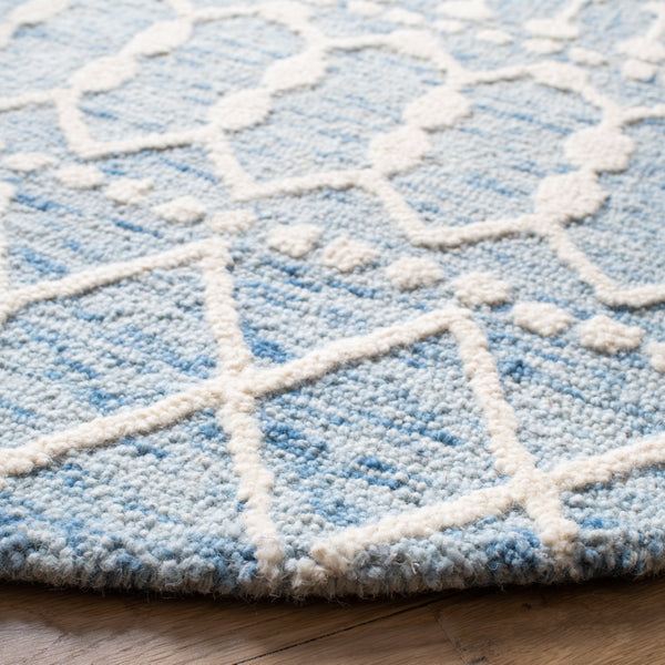 Aspen Blossom 115 Hand Tufted 100% Wool Pile Bohemian Rug Blue / Ivory 100% Wool Pile BLM115M-6R