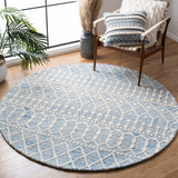 Blossom Aspen 115 Bohemian Hand Tufted 100% Wool Pile Rug Blue / Ivory