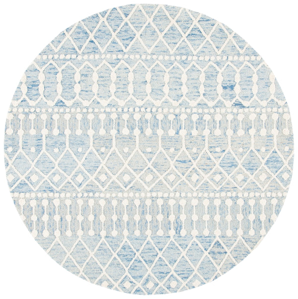 Aspen Blossom 115 Hand Tufted 100% Wool Pile Bohemian Rug Blue / Ivory 100% Wool Pile BLM115M-6R