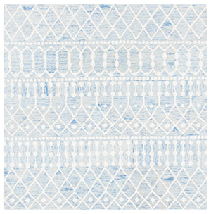 Aspen Blossom 115 Hand Tufted 100% Wool Pile Bohemian Rug Blue / Ivory 100% Wool Pile BLM115M-6SQ