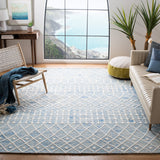 Blossom Aspen 115 Bohemian Hand Tufted 100% Wool Pile Rug Blue / Ivory