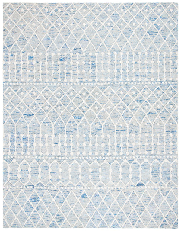 Blossom Aspen 115 Bohemian Hand Tufted 100% Wool Pile Rug Blue / Ivory