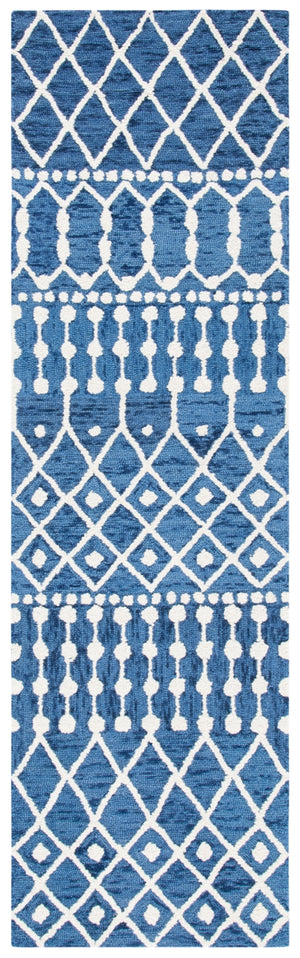 Aspen Blossom 115 Hand Tufted 100% Wool Pile Bohemian Rug Navy / Ivory 100% Wool Pile BLM115N-28