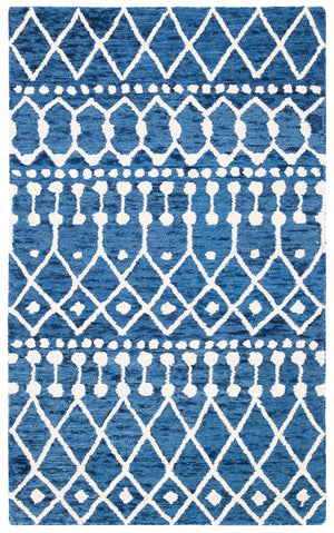 Aspen Blossom 115 Hand Tufted 100% Wool Pile Bohemian Rug Navy / Ivory 100% Wool Pile BLM115N-3