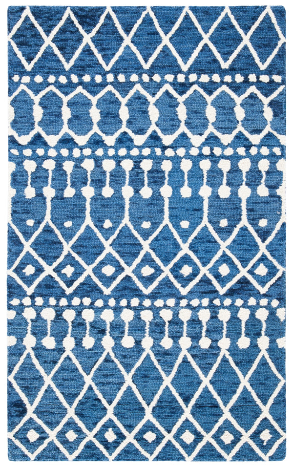 Aspen Blossom 115 Hand Tufted 100% Wool Pile Bohemian Rug Navy / Ivory 100% Wool Pile BLM115N-3