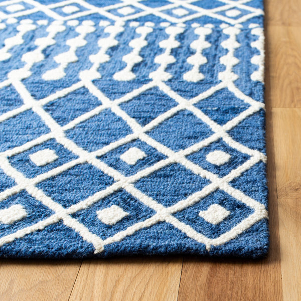 Aspen Blossom 115 Hand Tufted 100% Wool Pile Bohemian Rug Navy / Ivory 100% Wool Pile BLM115N-9