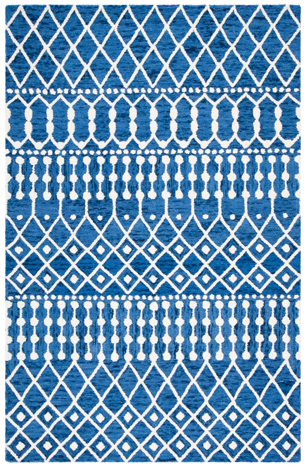 Aspen Blossom 115 Hand Tufted 100% Wool Pile Bohemian Rug Navy / Ivory 100% Wool Pile BLM115N-5