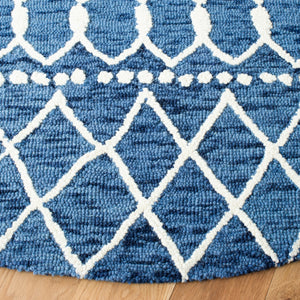 Aspen Blossom 115 Hand Tufted 100% Wool Pile Bohemian Rug Navy / Ivory 100% Wool Pile BLM115N-6R