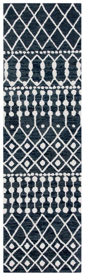 Aspen Blossom 115 Hand Tufted 100% Wool Pile Bohemian Rug Black / Ivory 100% Wool Pile BLM115Z-28