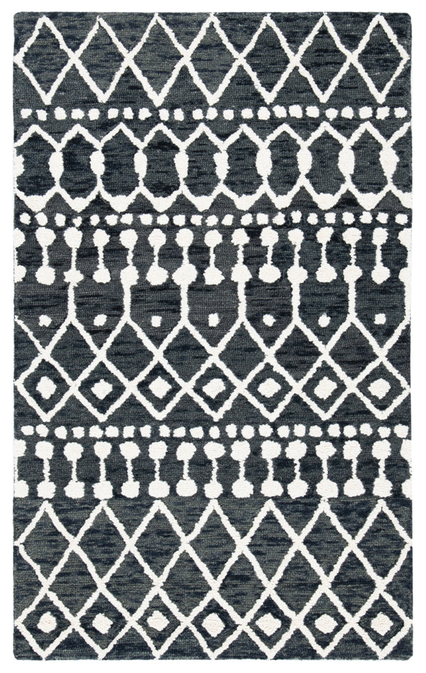 Aspen Blossom 115 Hand Tufted 100% Wool Pile Bohemian Rug Black / Ivory 100% Wool Pile BLM115Z-3