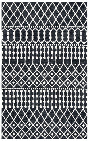 Blossom Aspen 115 Bohemian Hand Tufted 100% Wool Pile Rug Black / Ivory