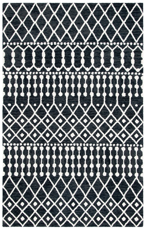 Aspen Blossom 115 Hand Tufted 100% Wool Pile Bohemian Rug Black / Ivory 100% Wool Pile BLM115Z-5