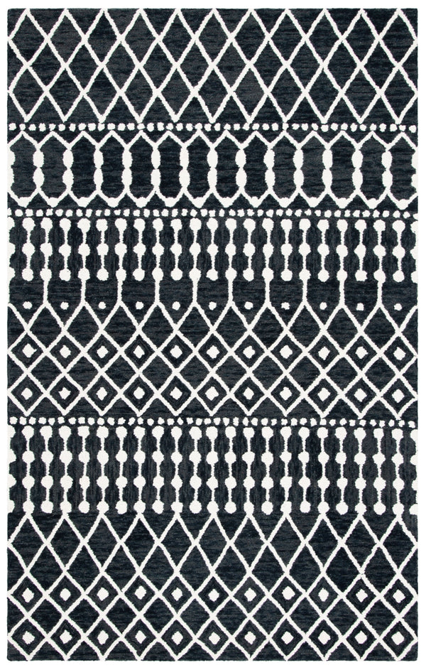Aspen Blossom 115 Hand Tufted 100% Wool Pile Bohemian Rug Black / Ivory 100% Wool Pile BLM115Z-5