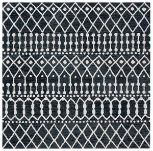 Aspen Blossom 115 Hand Tufted 100% Wool Pile Bohemian Rug Black / Ivory 100% Wool Pile BLM115Z-6SQ