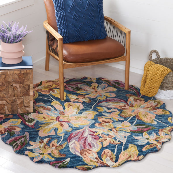 Safavieh Blossom 461 Floral Hand Tufted Rug Blue / Gold BLM461M-8
