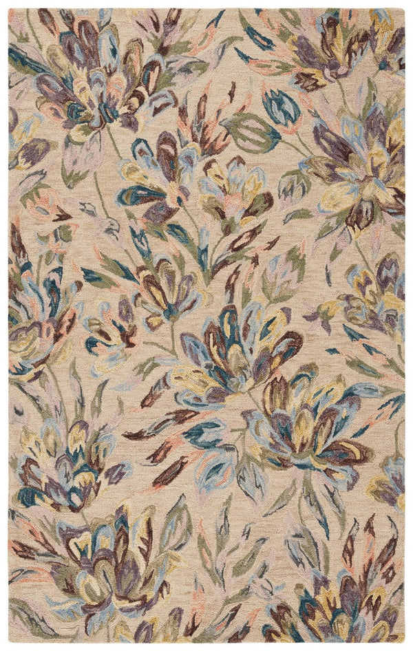 Safavieh Blossom 462 Floral Hand Tufted Rug Beige / Purple BLM462B-5