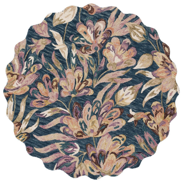 Safavieh Blossom 462 Floral Hand Tufted Rug Blue / Plum BLM462M-8