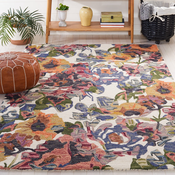 Safavieh Blossom 464 Floral Hand Tufted Rug Ivory / Blue BLM464A-8