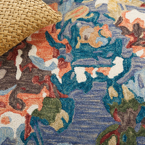 Safavieh Blossom 464 Floral Hand Tufted Rug Light Blue / Rust BLM464L-5