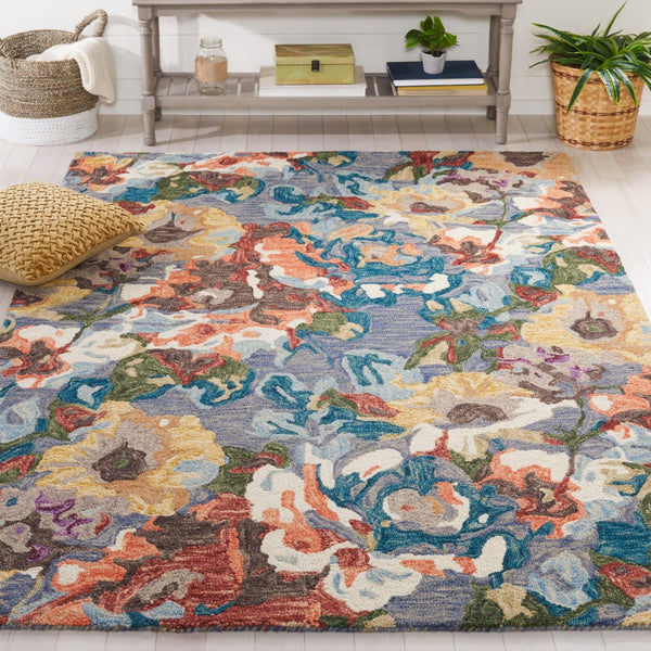 Safavieh Blossom 464 Floral Hand Tufted Rug Light Blue / Rust BLM464L-5