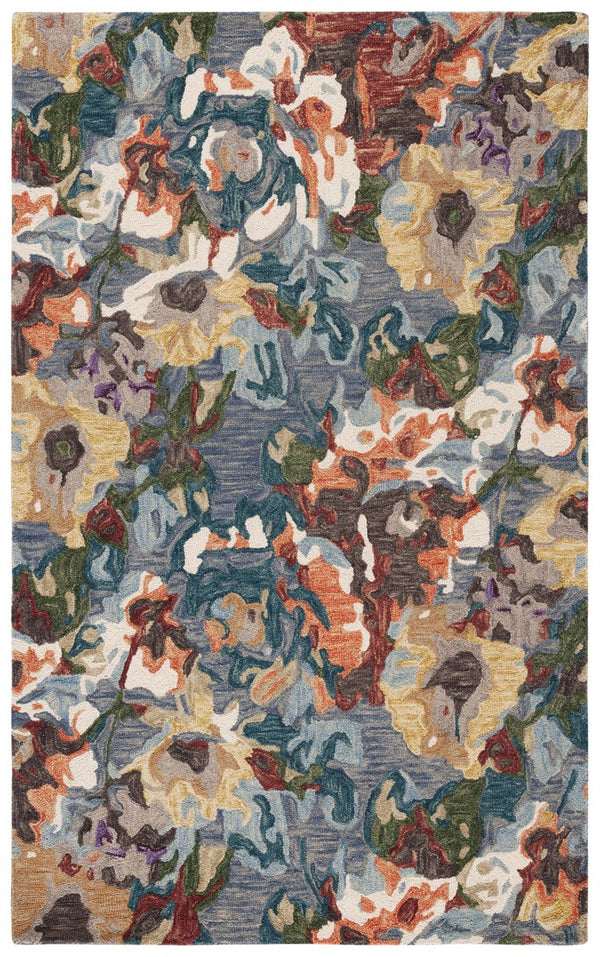 Safavieh Blossom 464 Floral Hand Tufted Rug Light Blue / Rust BLM464L-8