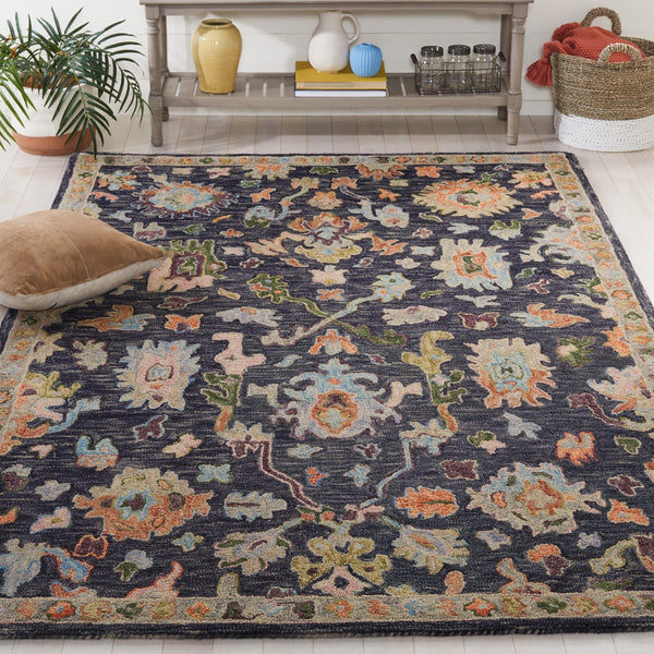 Safavieh Blossom 465 Floral Hand Tufted Rug Dark Grey / Sage BLM465H-8