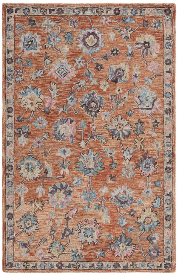 Safavieh Blossom 466 Floral Hand Tufted Rug Rust / Blue BLM466P-8