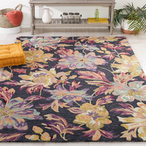 Safavieh Blossom 467 Floral Hand Tufted Rug Charcoal / Plum BLM467H-8