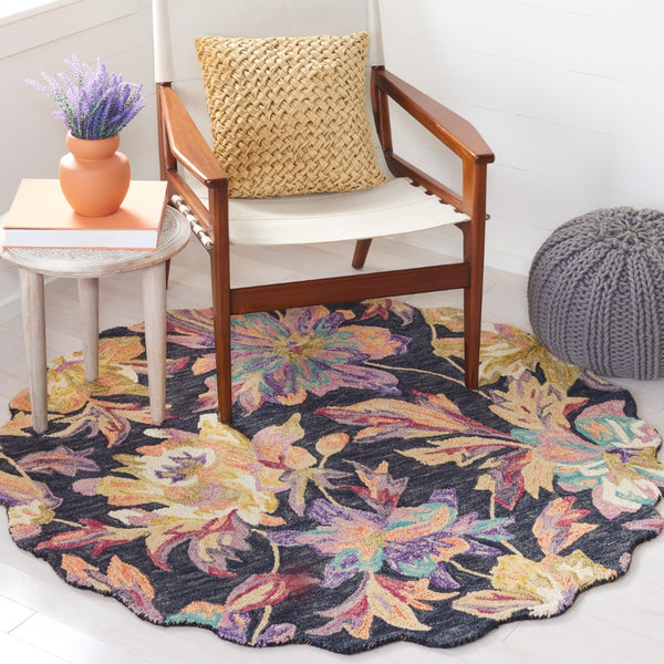 Safavieh Blossom 467 Floral Hand Tufted Rug Charcoal / Plum BLM467H-5