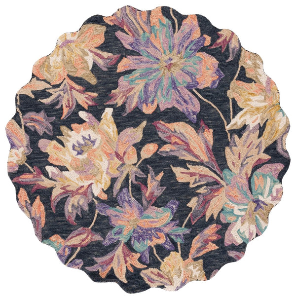 Safavieh Blossom 467 Floral Hand Tufted Rug Charcoal / Plum BLM467H-5