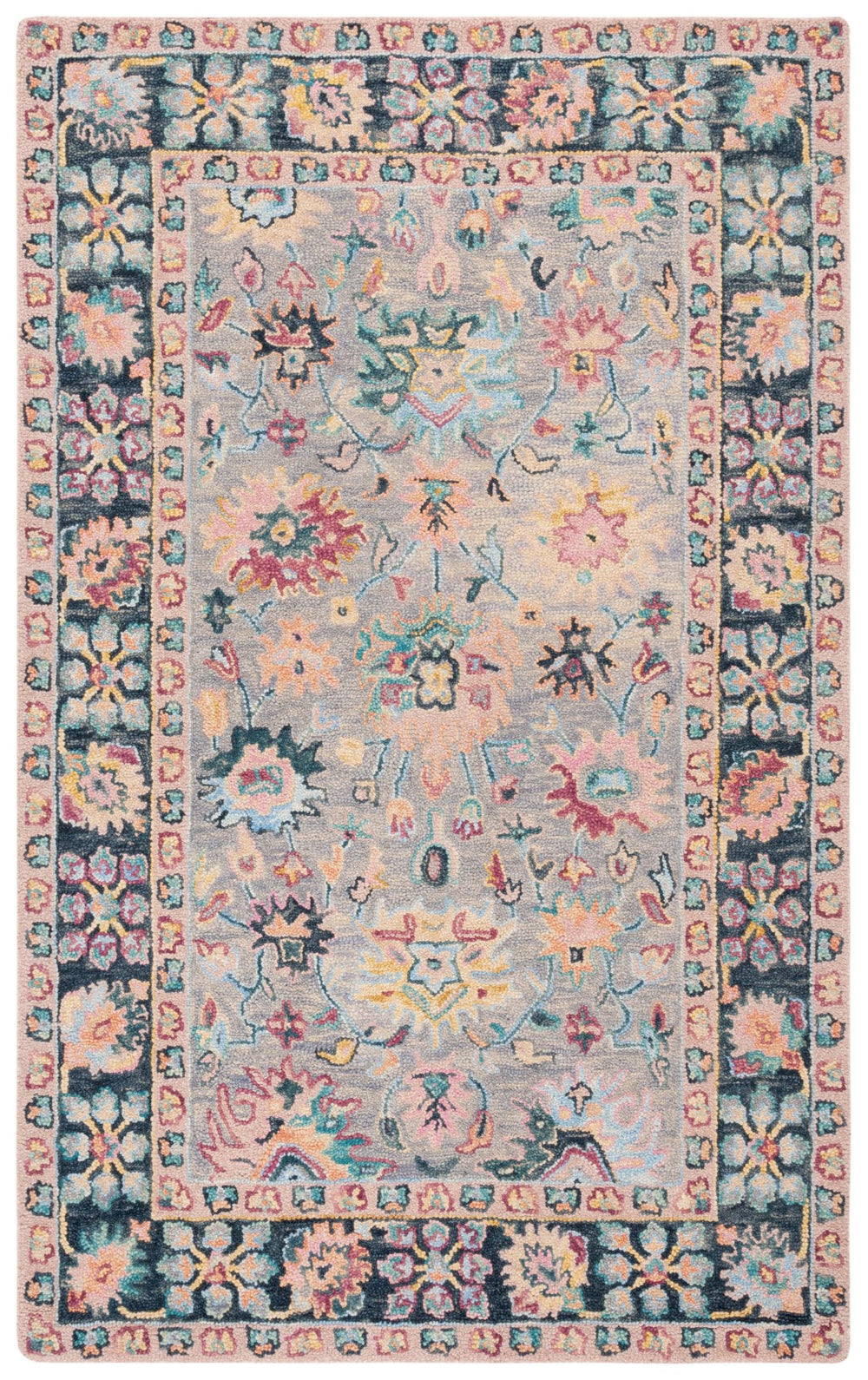 Safavieh Blossom 468 Floral Hand Tufted Rug Grey / Pink BLM468F-8