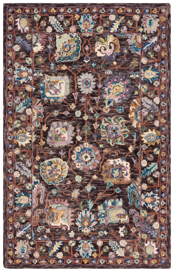 Safavieh Blossom 469 Floral Hand Tufted Rug Charcoal / Lavender BLM469H-8