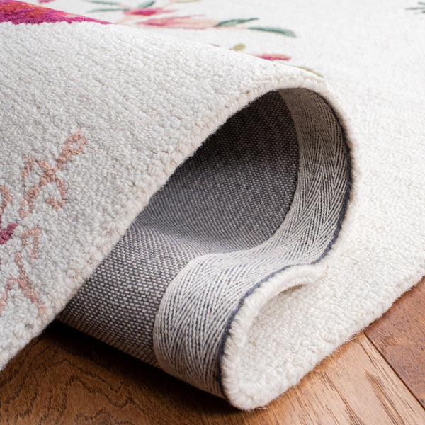 Blossom 575 Country & Floral Hand Tufted 100% Wool Pile Rug in Pink, Ivory 5ft x 8ft