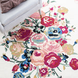 Blossom 575 Country & Floral Hand Tufted 100% Wool Pile Rug in Pink, Ivory 5ft x 8ft