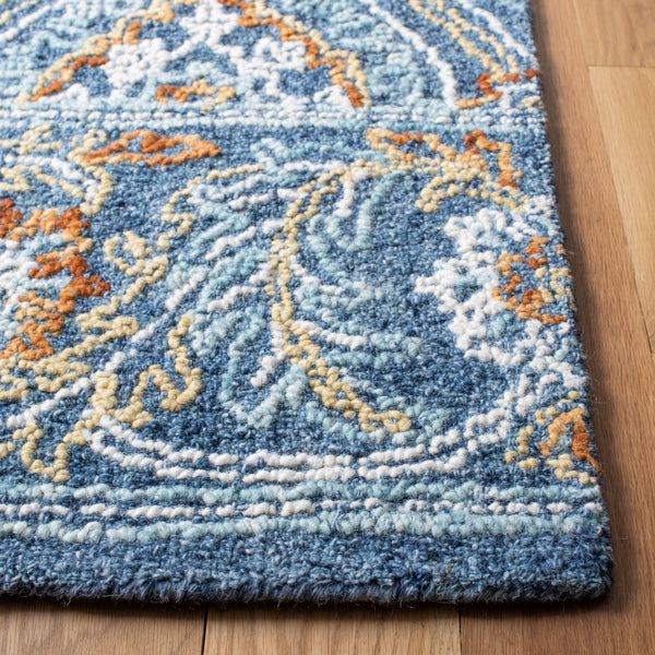 Safavieh Blossom 605 Hand Tufted 80% Wool, 20% Cotton Rug Navy / Yellow 9' x 12'