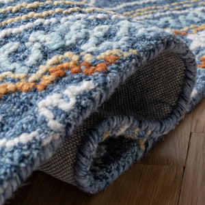 Safavieh Blossom 605 Hand Tufted 80% Wool, 20% Cotton Rug Navy / Yellow 9' x 12'